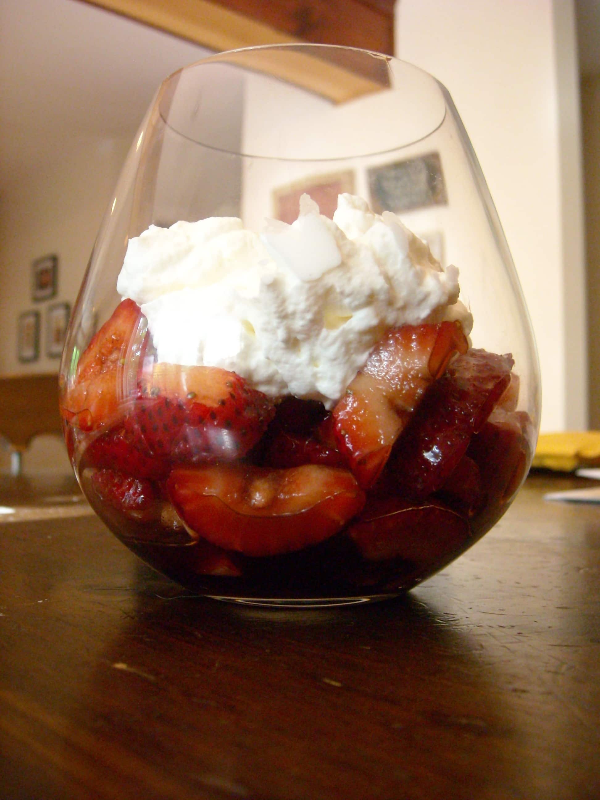 Balsamic Strawberries in a glass. 