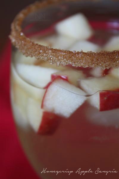 Honeycrisp Apple Sangria by Nutmeg Nanny Honeycrisp Apple Sangria in a glass.