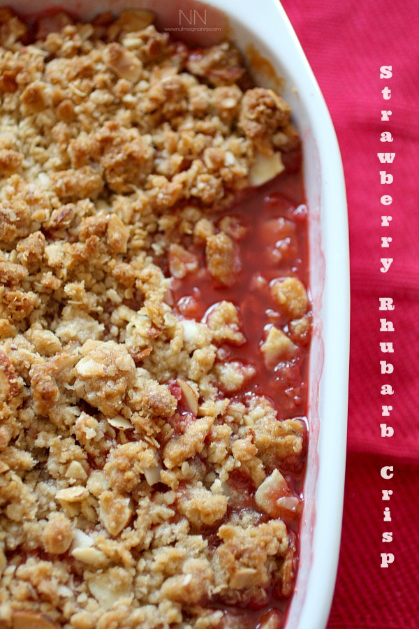 This strawberry rhubarb crisp is packed full of sweet strawberries and fresh tart rhubarb. It's perfect for dessert but it's even better for breakfast.