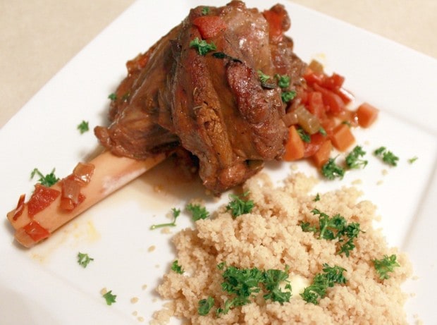 These delicious braised lamb shanks are a complete takeout fake-out type of meal! Delicious braised lamb can be served with couscous, rice or even quinoa. Plus, it's so much cheaper to make lamb at home!