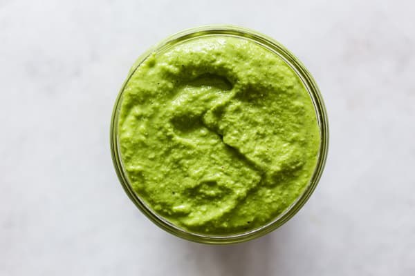 This homemade garlic scape pesto is perfect for pasta, pizza, sandwiches or on top of homemade vegetable soup. It packs TONS of flavor and is made right in your Vitamix, regular blender or food processor. 