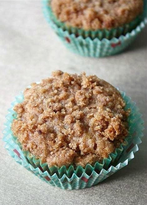 These graham flour apple coffee cake muffins are packed full of goodness. Perfectly sweet, packed full of apples and topped with a cinnamon spiced crumb topping.