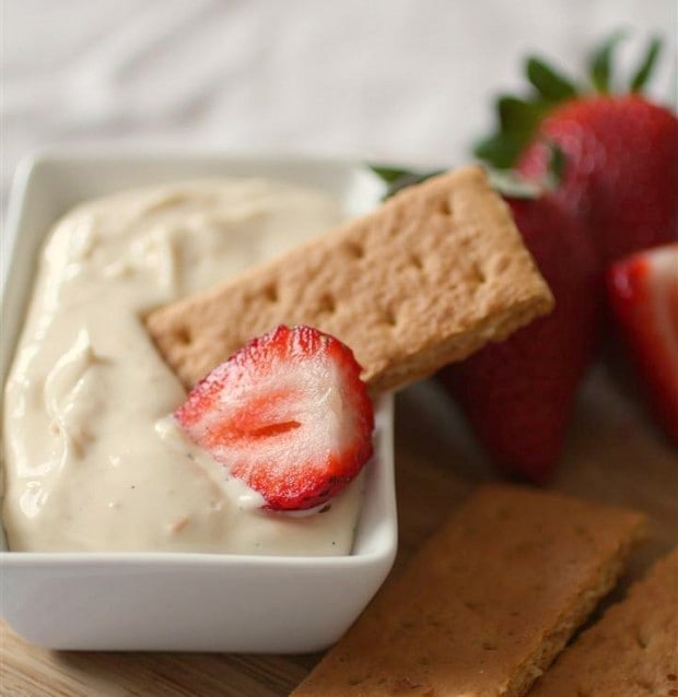 A sweet and delicious creamy cheesecake dip that is perfect for any holiday party. Serve with fresh fruit or graham crackers.