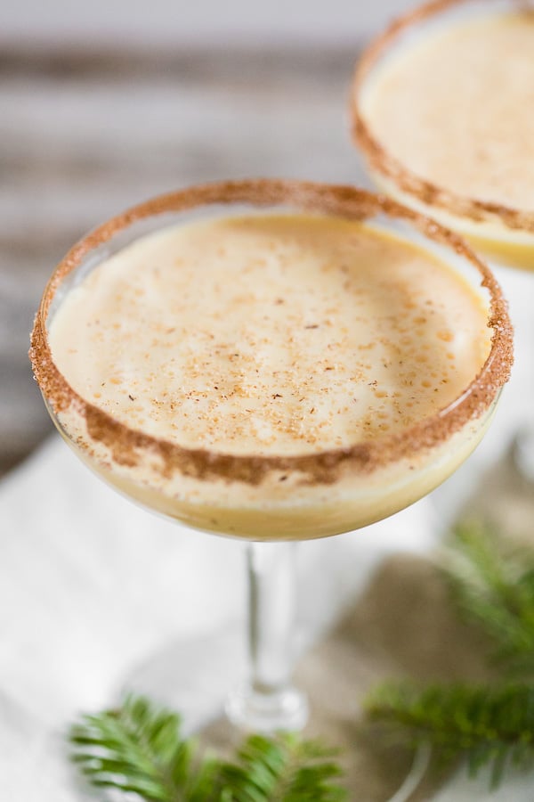eggnog martini in a glass