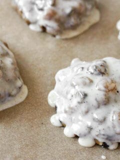 fruit cake cookies dipped in rum and clove glaze