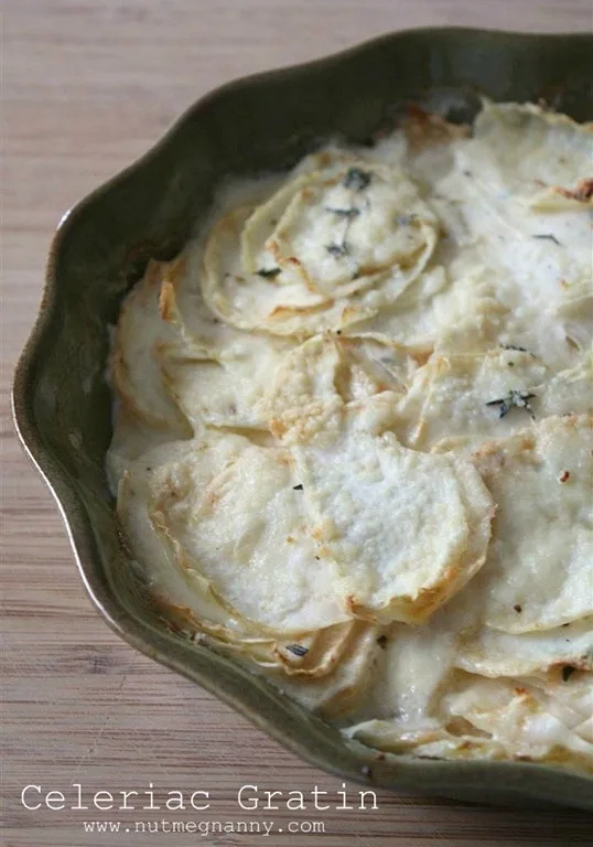 This simple celeriac gratin gives some love to the often forgotten celeriac root. Super flavorful and packed full of Parmesan cheese and lots of fresh thyme.