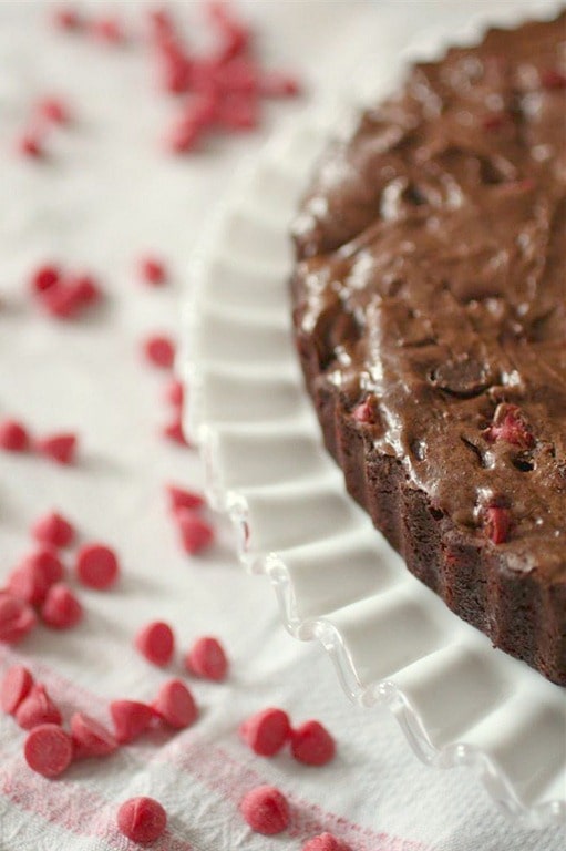 These cherry chocolate chip brownies are packed full of fudgy chocolate flavor and filled with sweet cherry morsels. A perfect Valentine's Day dessert.