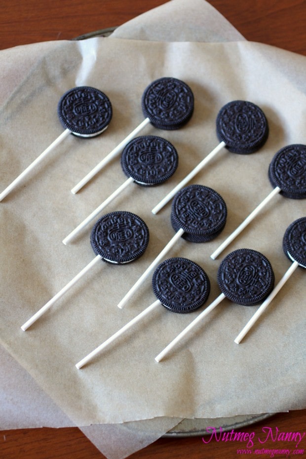 Oreo Pops before getting dipped in chocolate. 
