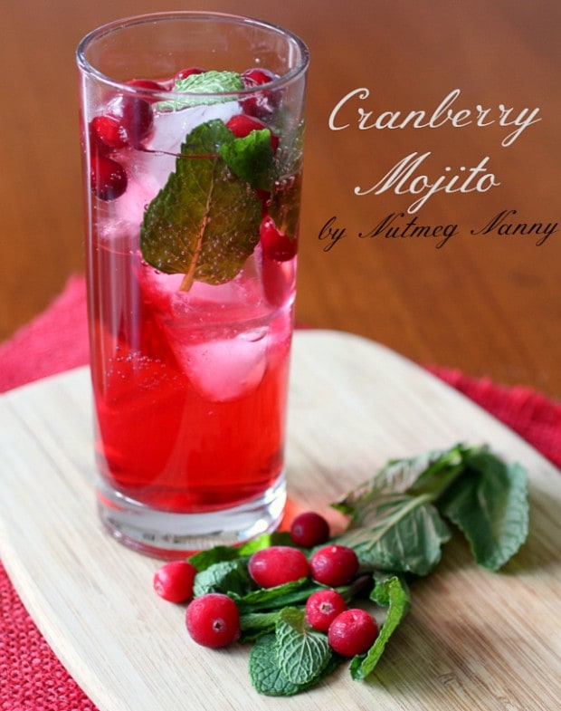 Cranberry mojito in a glass. 