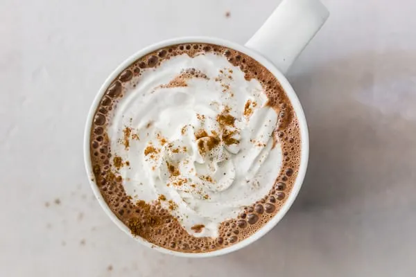 Vitamix hot chocolate in a mug