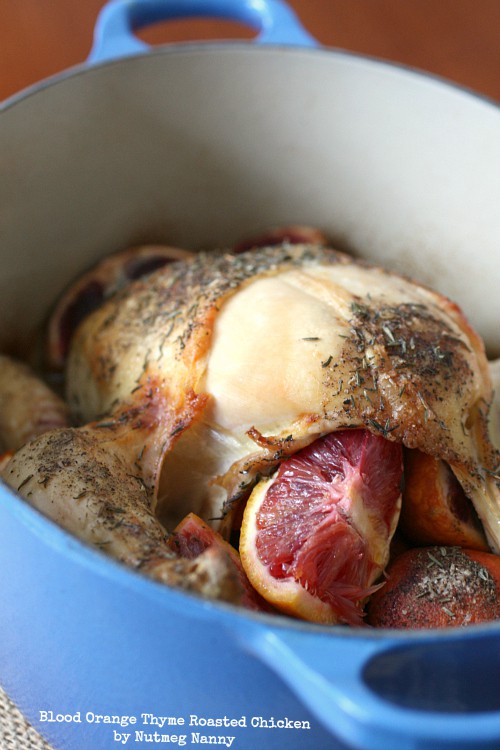 This blood orange thyme roasted chicken is the perfect use for all those winter blood oranges. It's the perfect balance of herbs and citrus and it cooks in under 2 hours! Don't let roasted whole chicken intimidate you because this recipe is crazy easy and crazy delicious! 