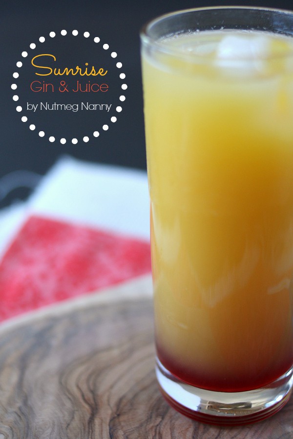 This sunrise gin and juice cocktail is just what your morning needs! Full of orange juice, gin and a splash of grenadine. It's going to be your new brunch favorite!