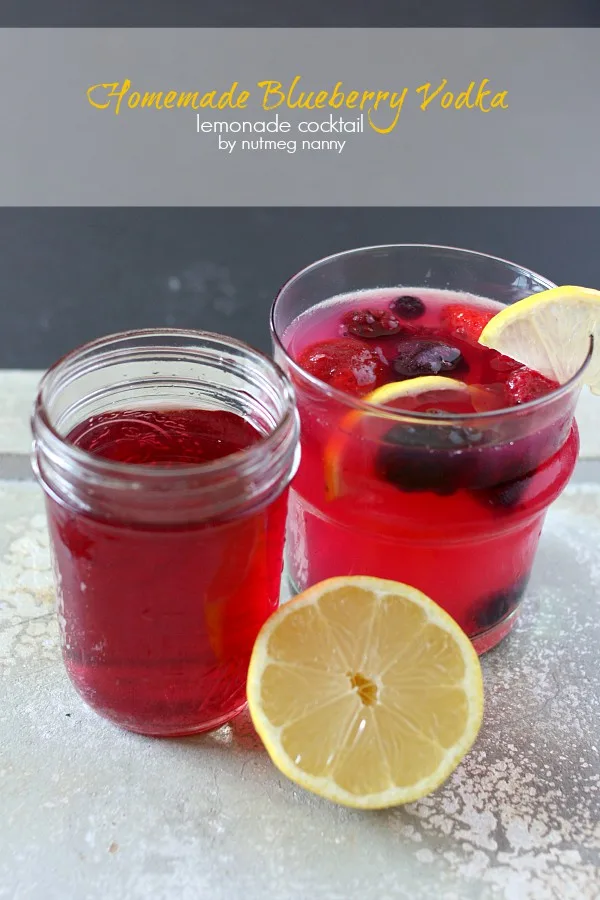 This homemade blueberry vodka stars perfectly in this refreshing lemonade cocktail. So easy to make and perfect for summertime sipping! You'll love this!