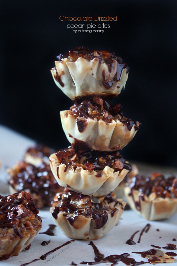 Chocolate Drizzled Pecan Pie Bites by Nutmeg Nanny