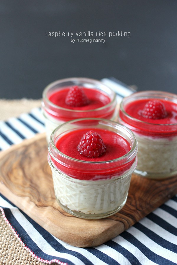 Coconut Milk Vanilla Rice Pudding with Raspberry by Nutmeg Nanny