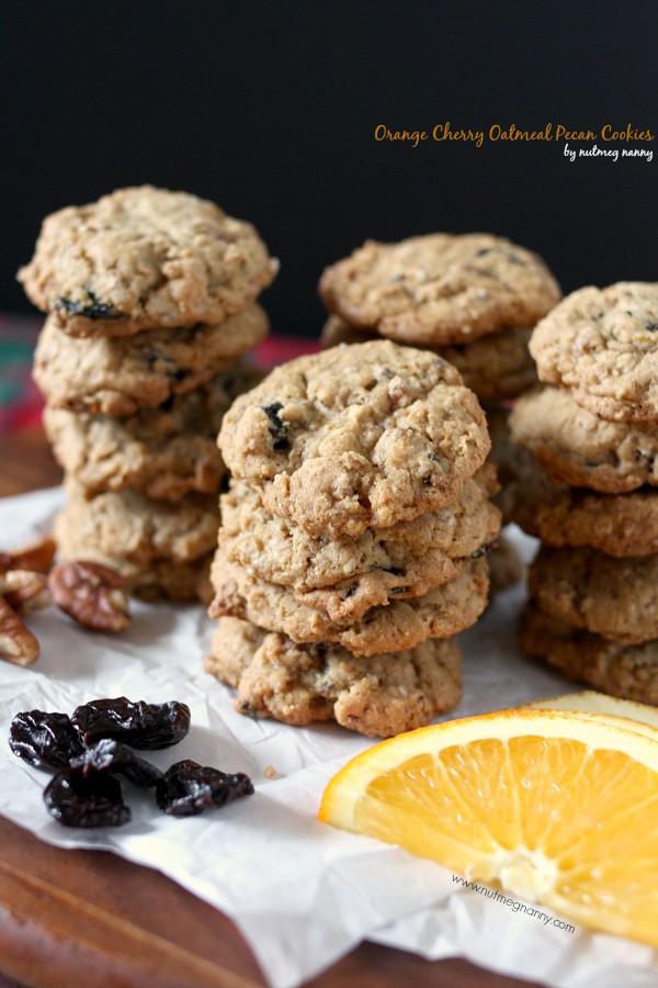 These orange cherry oatmeal pecan cookies are packed full of flavor and perfect hot out of the oven. Grab a glass of milk and prepare to dunk.