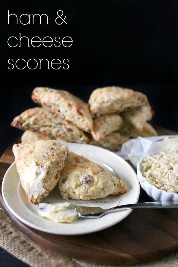 These ham and cheese scones are the perfect way to start the day. Packed full of ham, green onions and lots of melty cheese. Slather with butter and devour!