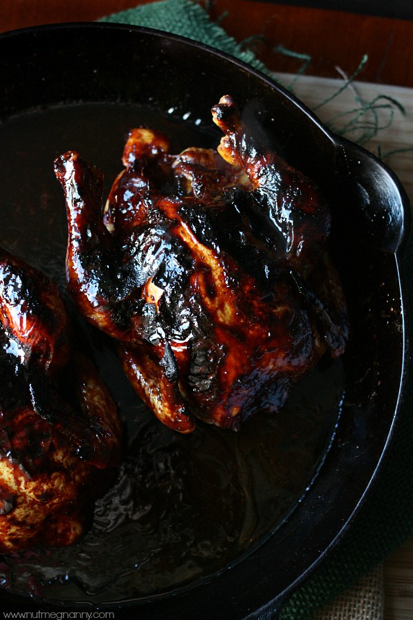 These sweet little pomegranate molasses glazed Cornish hens are the perfect addition to your dinner table. They are full of pomegranate and molasses flavor.