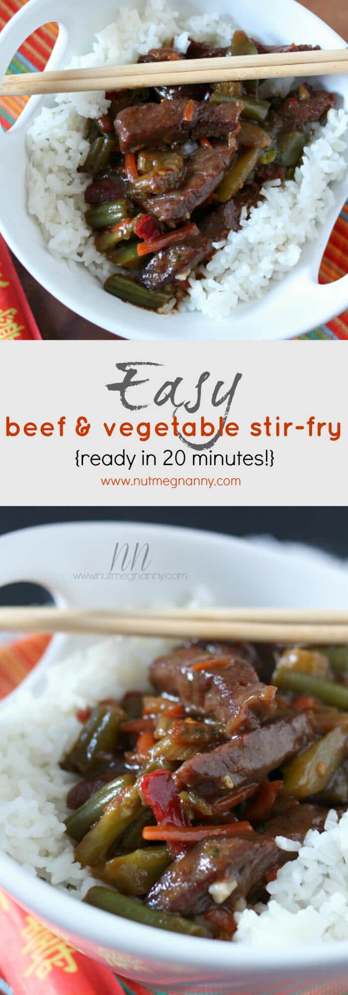 This easy beef and vegetable stir-fry is packed full of nutritious vegetables, tender beef tips and lots of delicious flavor. Plus it's ready in 20 minutes!