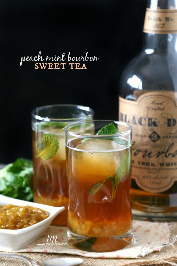 Peach Mint Bourbon Sweet Tea by Nutmeg Nanny