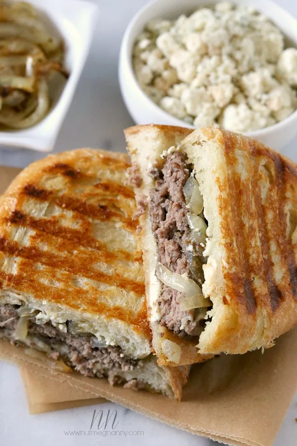 This smoked blue cheese patty melt is packed full of sautéed onions, smoked blue cheese, crusty sourdough bread and a perfectly cooked burger.
