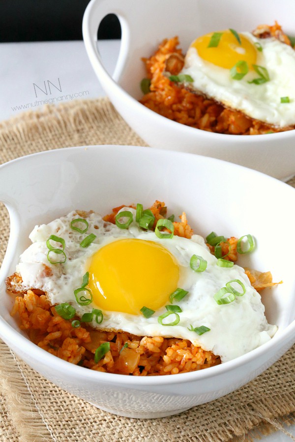 Kimchi Fried Rice in a bowl. 