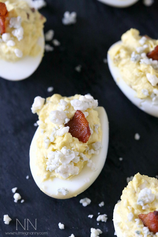 Bacon Blue Cheese Deviled Eggs from Nutmeg Nanny