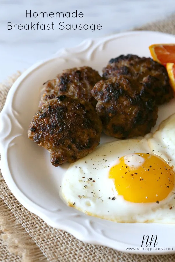 Homemade Breakfast Sausage served with eggs. 