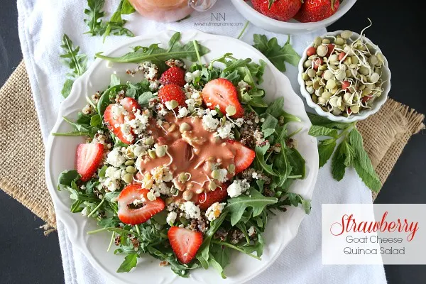 Strawberry Goat Cheese Quinoa Salad on a large plate. 