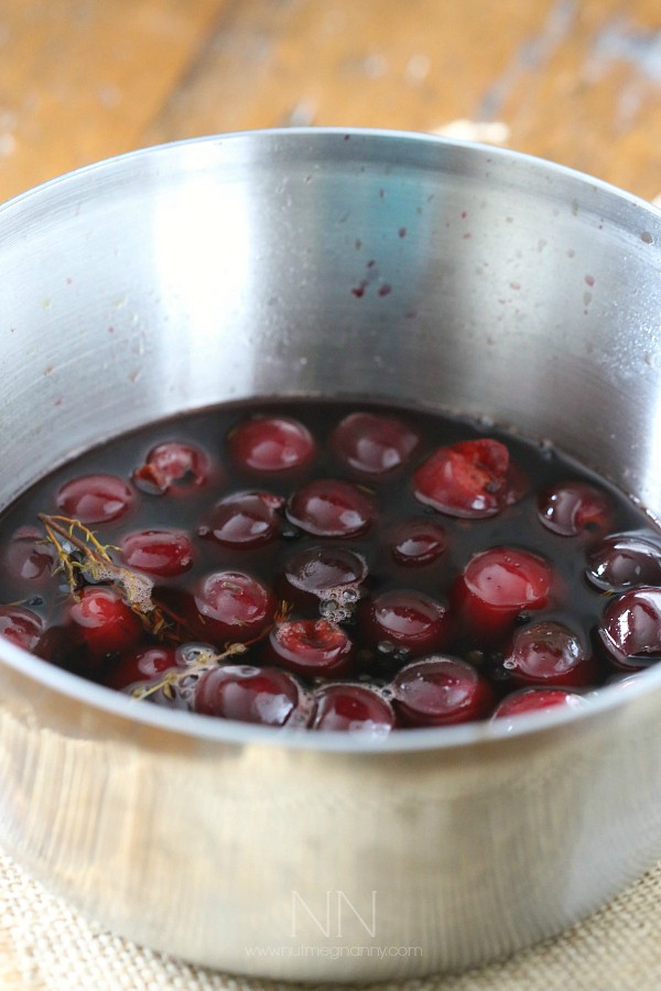 pickled cherries cooking in a pot