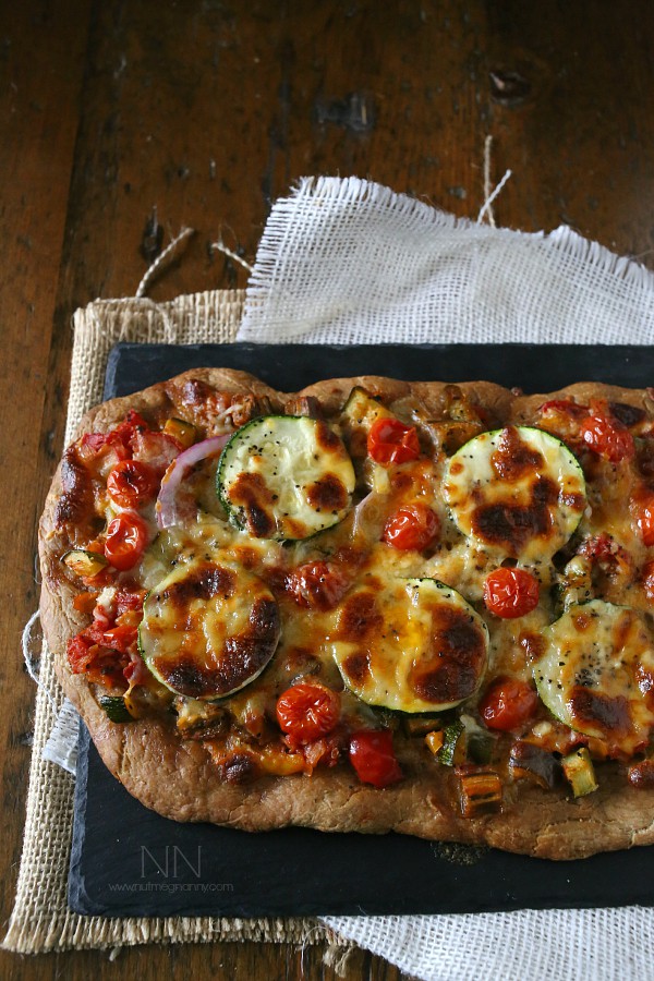 Ratatouille Pizza on a serving platter. 