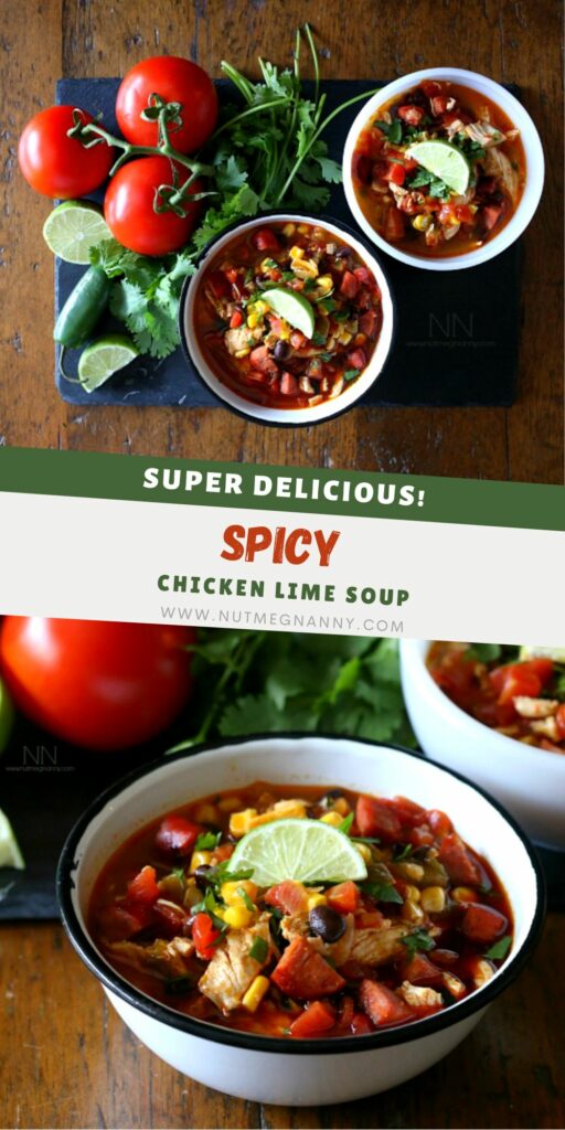 Spicy Chicken Lime Soup pin for Pinterest. 