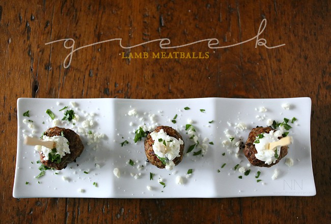 Greek Lamb Meatballs on a serving tray. 