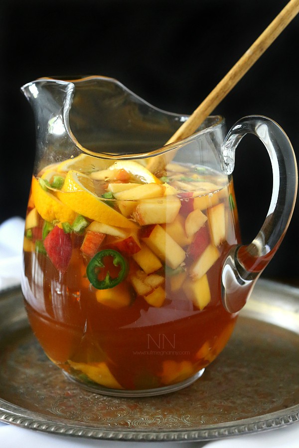 Spicy Hibiscus Peach Tea Sangria by Nutmeg Nanny