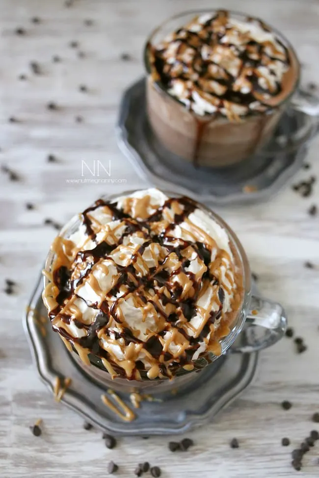 Peanut Butter Hot Chocolate with whipped cream. 