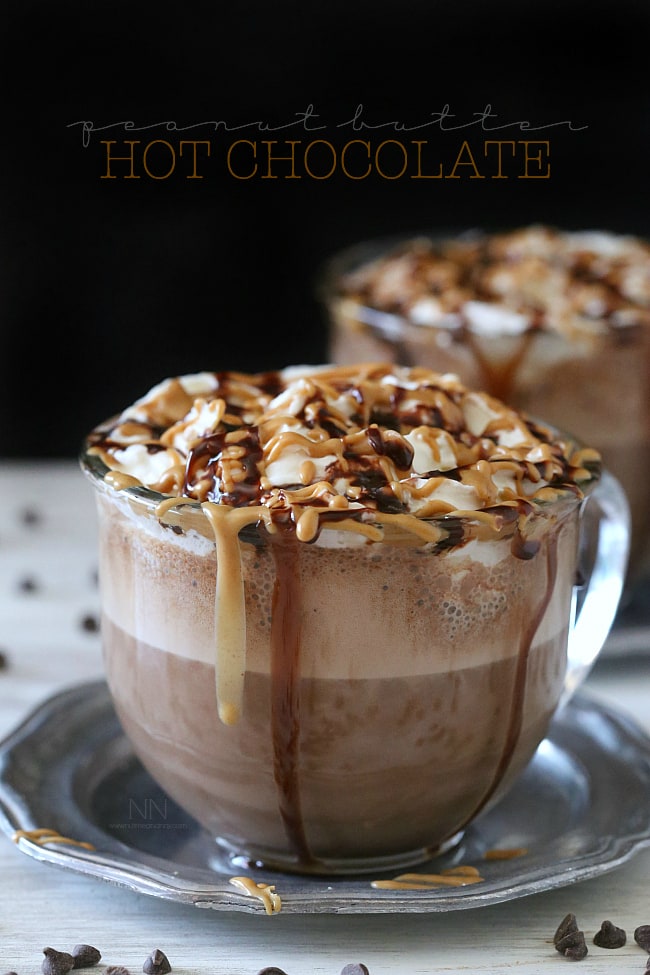This rich and creamy peanut butter hot chocolate is perfect for keeping you warm all winter long. Plus it's super simply because it's made in your blender! That's right. I made this delicious treat right in my Vitamix!