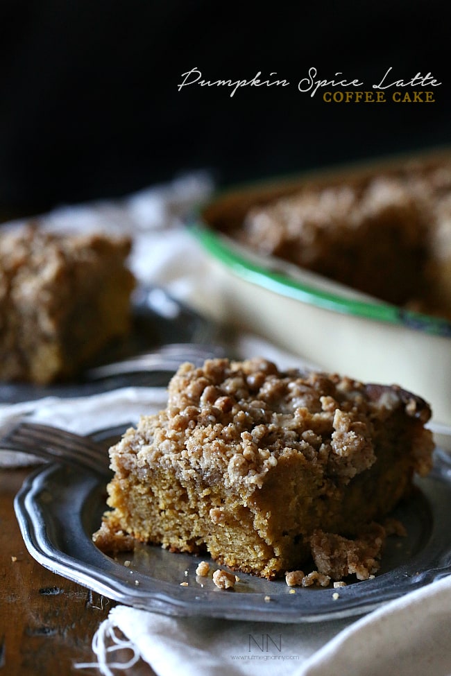 This sweet pumpkin spice latte coffee cake is the perfect way to start your day. Full of pumpkin pie spice and just a little espresso powder. It's like your favorite latte in cake form.