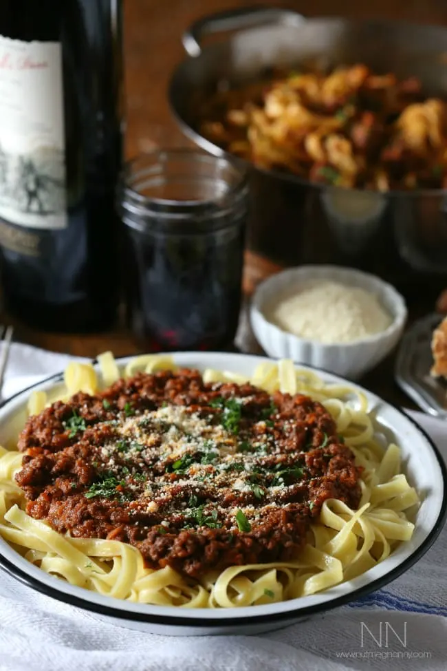 This hearty lamb bolognese is the perfect stick to your ribs winter dish. Full of spices, ground lamb and just a touch of rich red wine. 