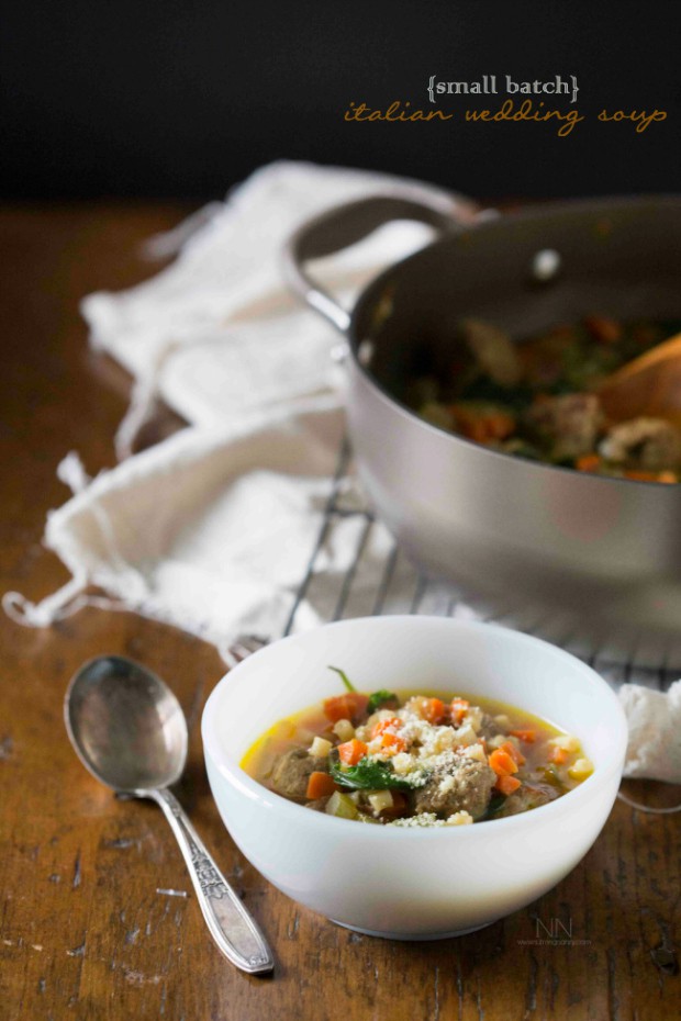 This small batch Italian wedding soup is perfect for small families and singles. No more making enough soup to feed an Army. This simple soup is easy to make and perfect for 2.