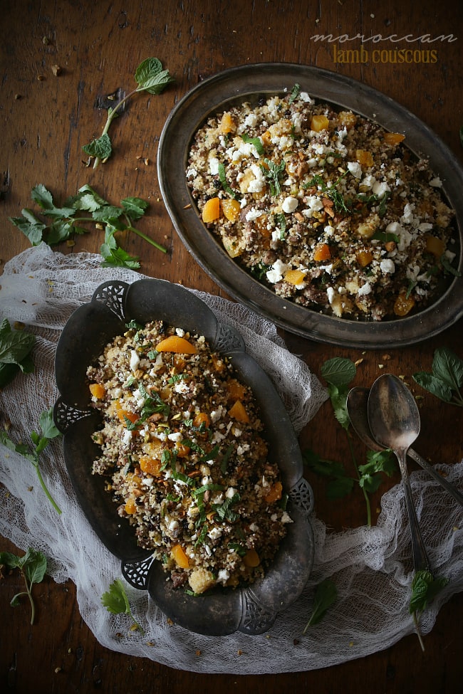 This Moroccan lamb couscous is packed full of spiced ground lamb, dried apricots, currants, fresh herbs and couscous. Plus it's ready in just 30 minutes!