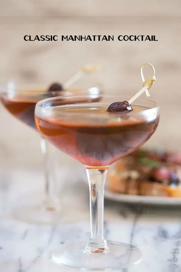 This classic Manhattan cocktail is just what Don Draper ordered! It's need only a few simple ingredients and it tastes delicious!