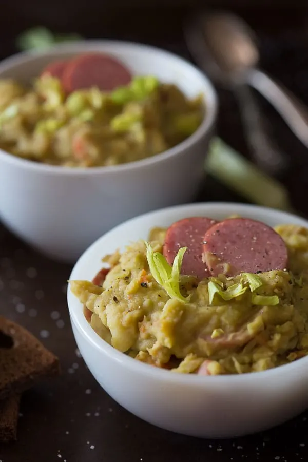 This Dutch split pea soup will warm you up from head to toe. Packed full of meaty deliciousness and ready in no time. 