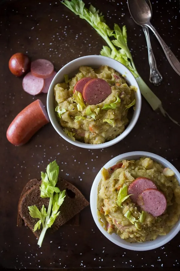 This Dutch split pea soup is perfect for cold winter nights. It's packed full of meat and made in just over an hour.