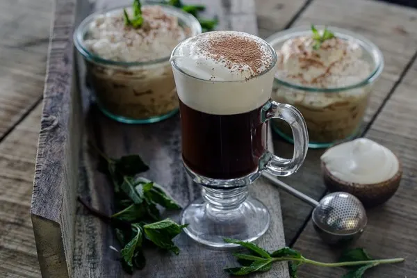 Traditional Irish Coffee in a glass. 