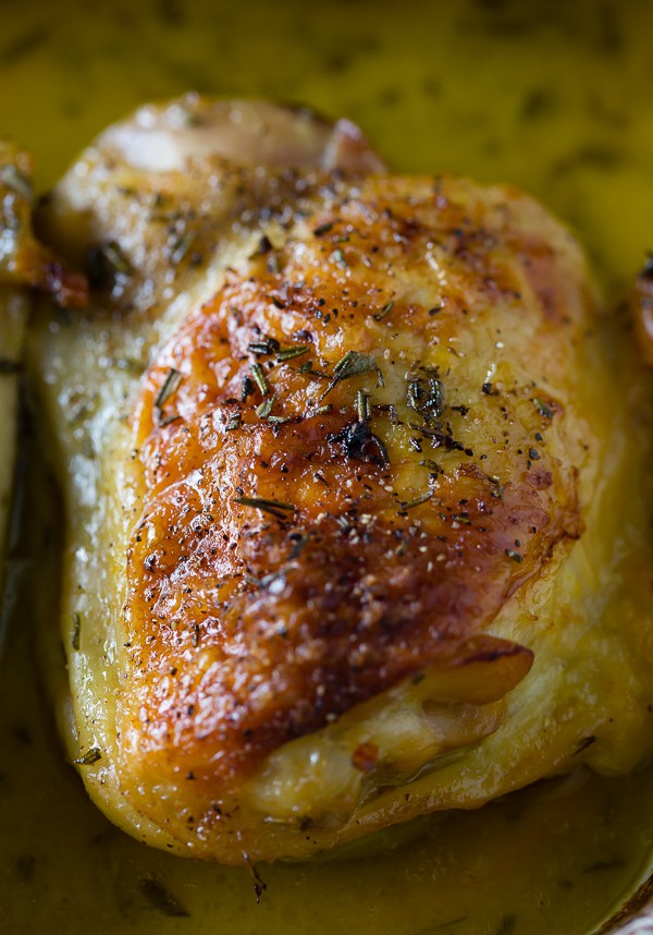 These crispy citrus herb roasted chicken thighs are baked up with lots of fresh herbs and 3 kinds of delicious citrus. Super simple to make and ready in just about an hour!