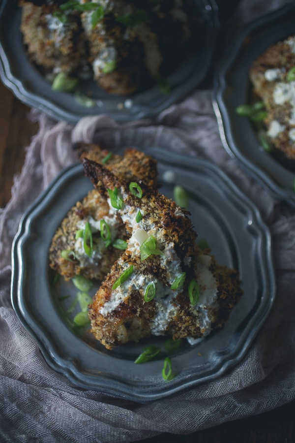 These cool ranch chicken wings combine delicious greek yogurt ranch dip with a crispy panko crust. They are savory, crispy and totally delicious!