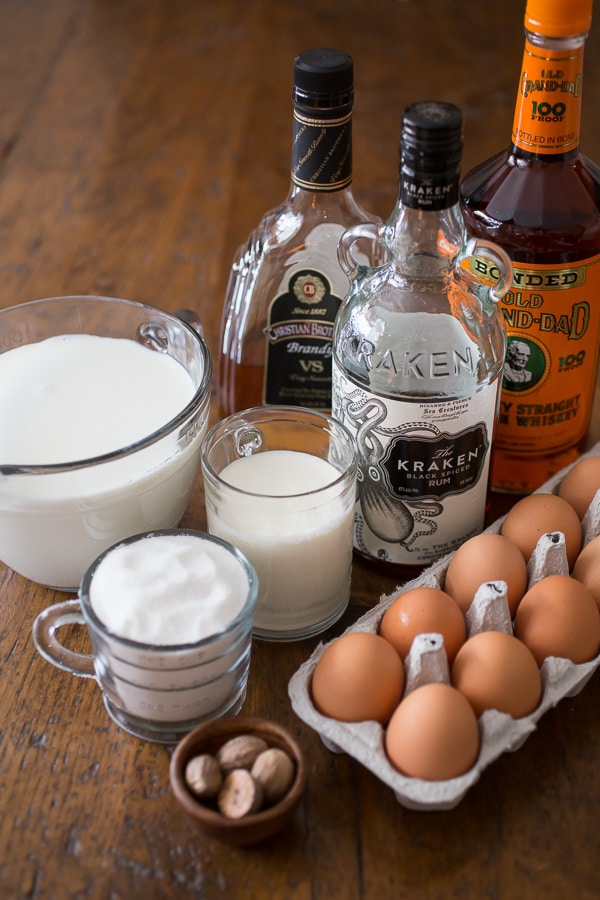 Ingredients to make aged eggnog. 
