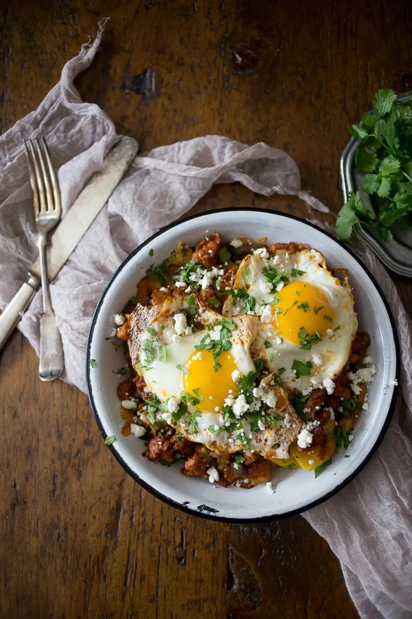 This spiced chorizo and plantain breakfast hash is the most delicious way to start your day. Slight sweet and spicy and ready in just 30 minutes!