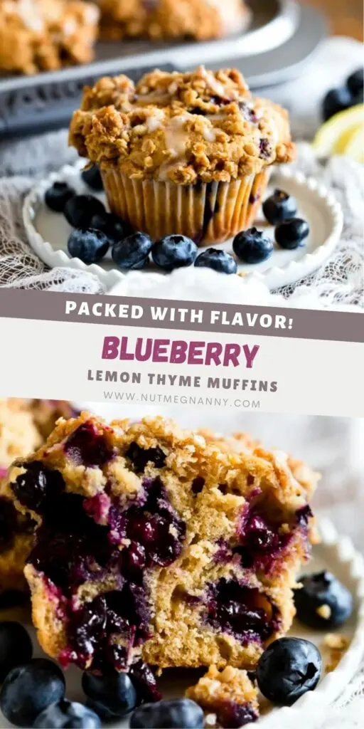 Blueberry Lemon Thyme Muffins pin for Pinterest. 