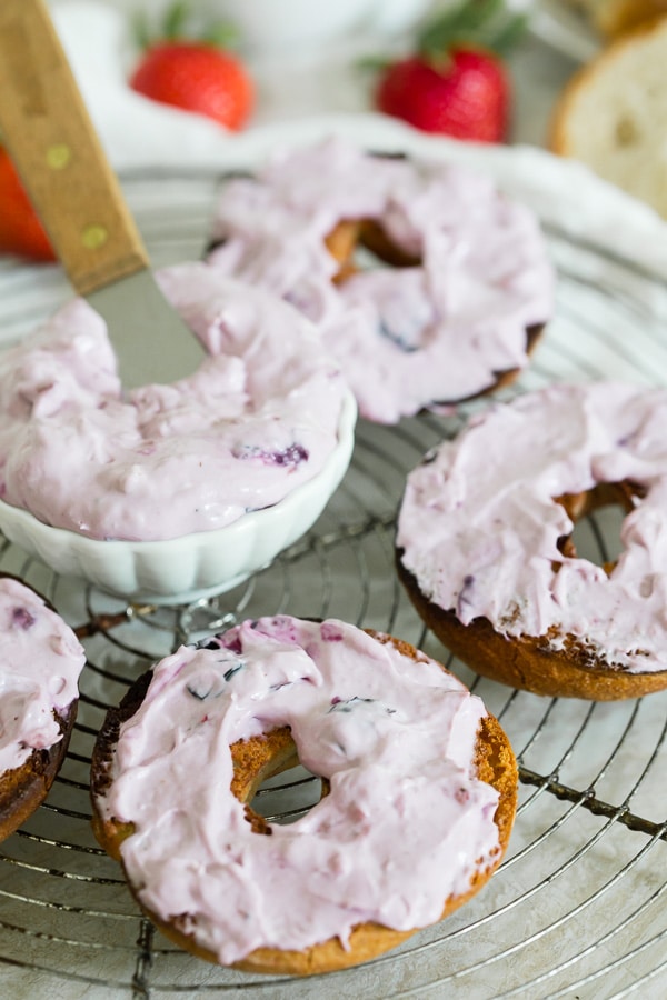 This roasted berry cream cheese spread is the perfect topping to your morning bagel or as a delicious fruit dip. Ready in under 30 minutes and packed full of sweet berry flavor. You'll want to spread this on everything! 